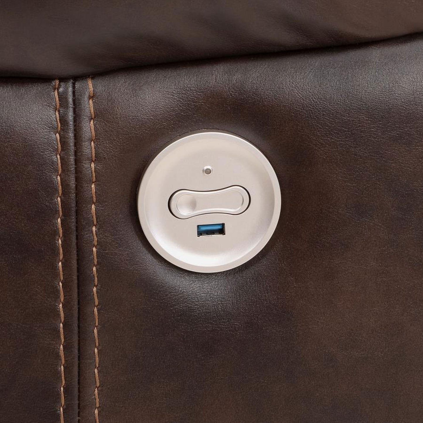 Coaster Sycamore Faux Leather Upholstered Power Recliner Chair Dark Brown