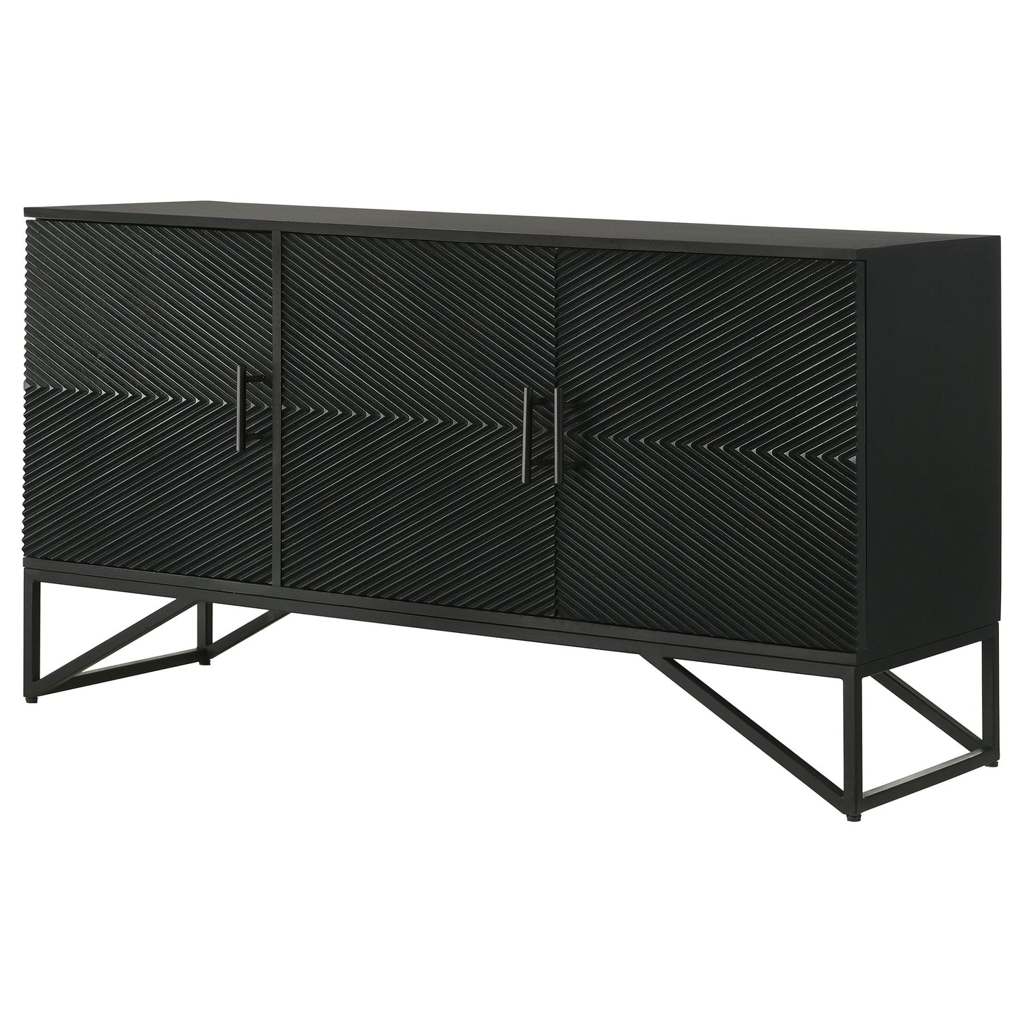 Coaster Riddell 4-Door Contemporary Wood Accent Cabinet in Matte Black