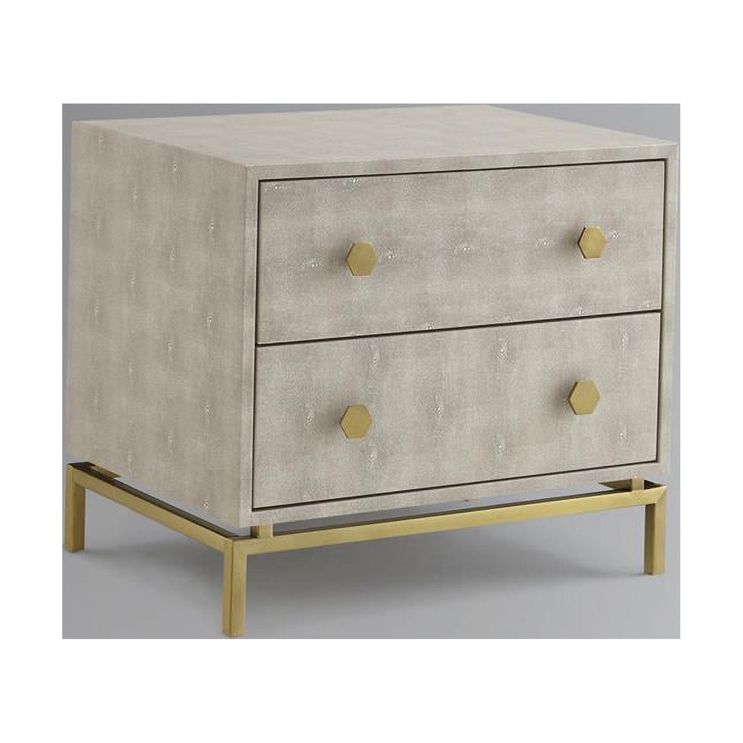 Taleah Faux Shagreen Side Table, Cream White/Gold