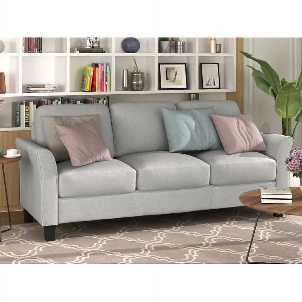 3 Piece Light Gray Sofa Set with Upholstered Fabric Armchair, Loveseat, and Couch