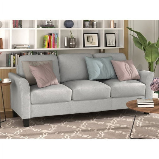 3 Piece Light Gray Sofa Set with Upholstered Fabric Armchair, Loveseat, and Couch