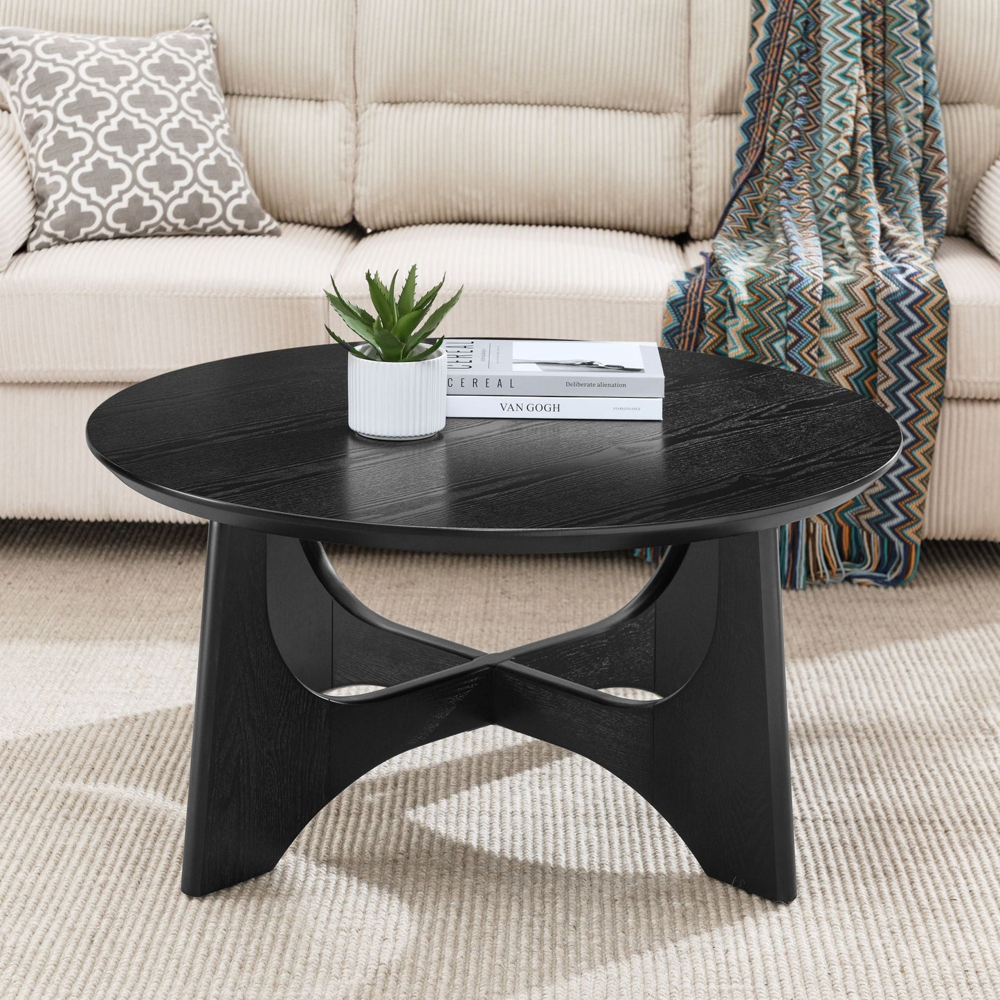 Tansole Coffee Table - Modern Minimalist Design, Birch Veneer Woodgrain Finish