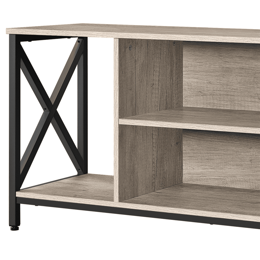 Alden Design TV Stand with Storage for TVs up to 65'', Distressed Gray