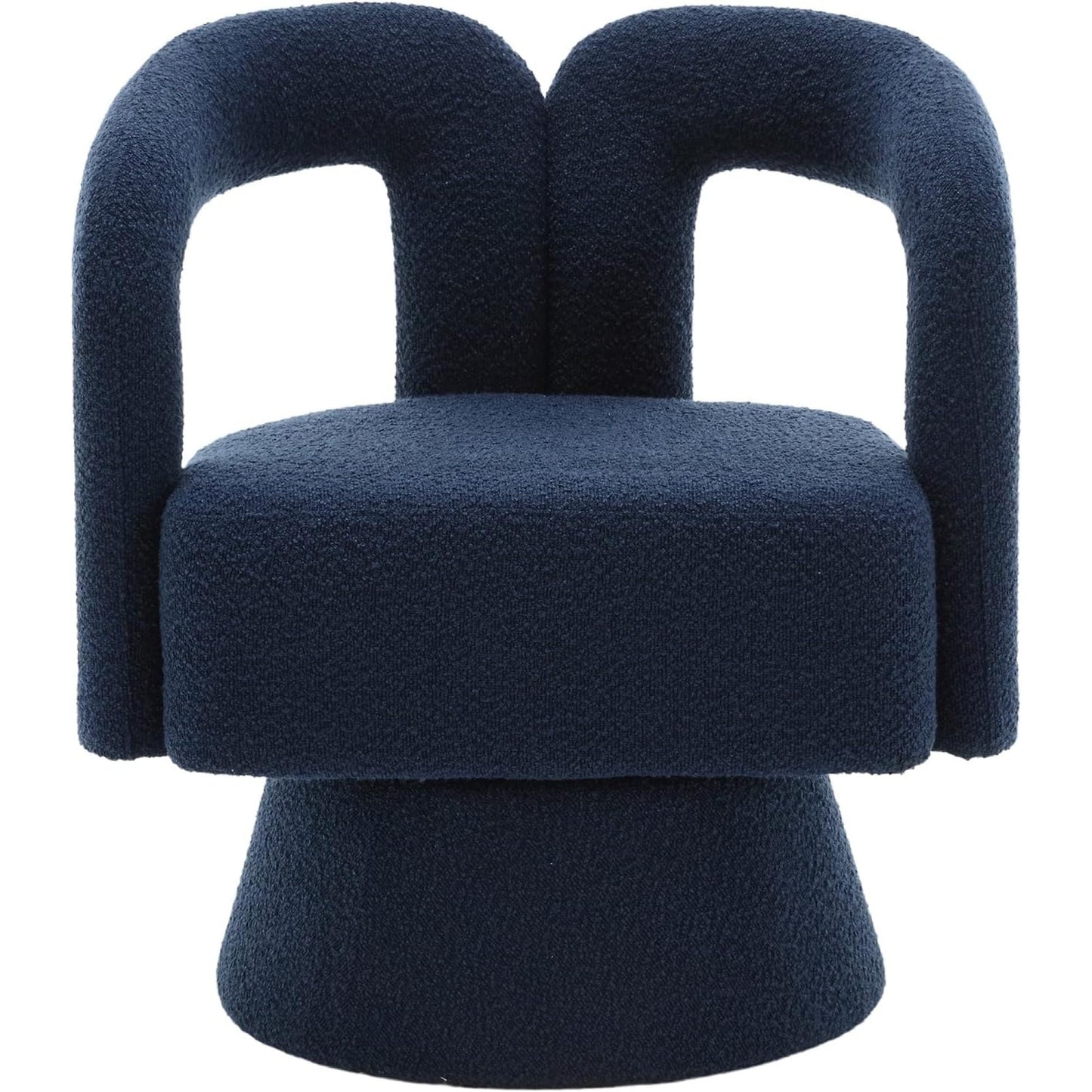 Tansole Swivel Accent Arm Chair Set of 2, Modern Boucle Upholstered 360 Degree Swivel Round Small Barrel Chair, Comfy Leisure Side Chair for Living Room, Bedroom,Navy,1
