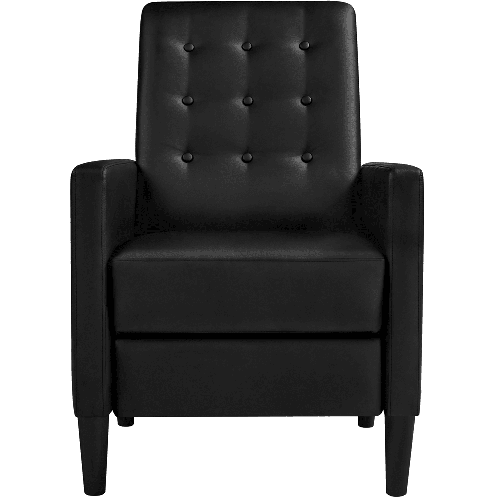 Alden Design Modern Tufted Faux Leather Recliner with Footrest for Living Room, Black