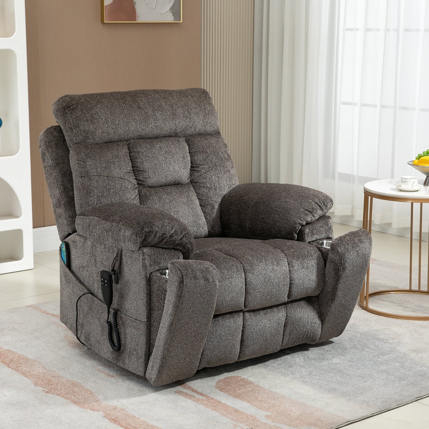 Electric Massage Recliner Chair with Remote Control, Power Lift, Dark Gray
