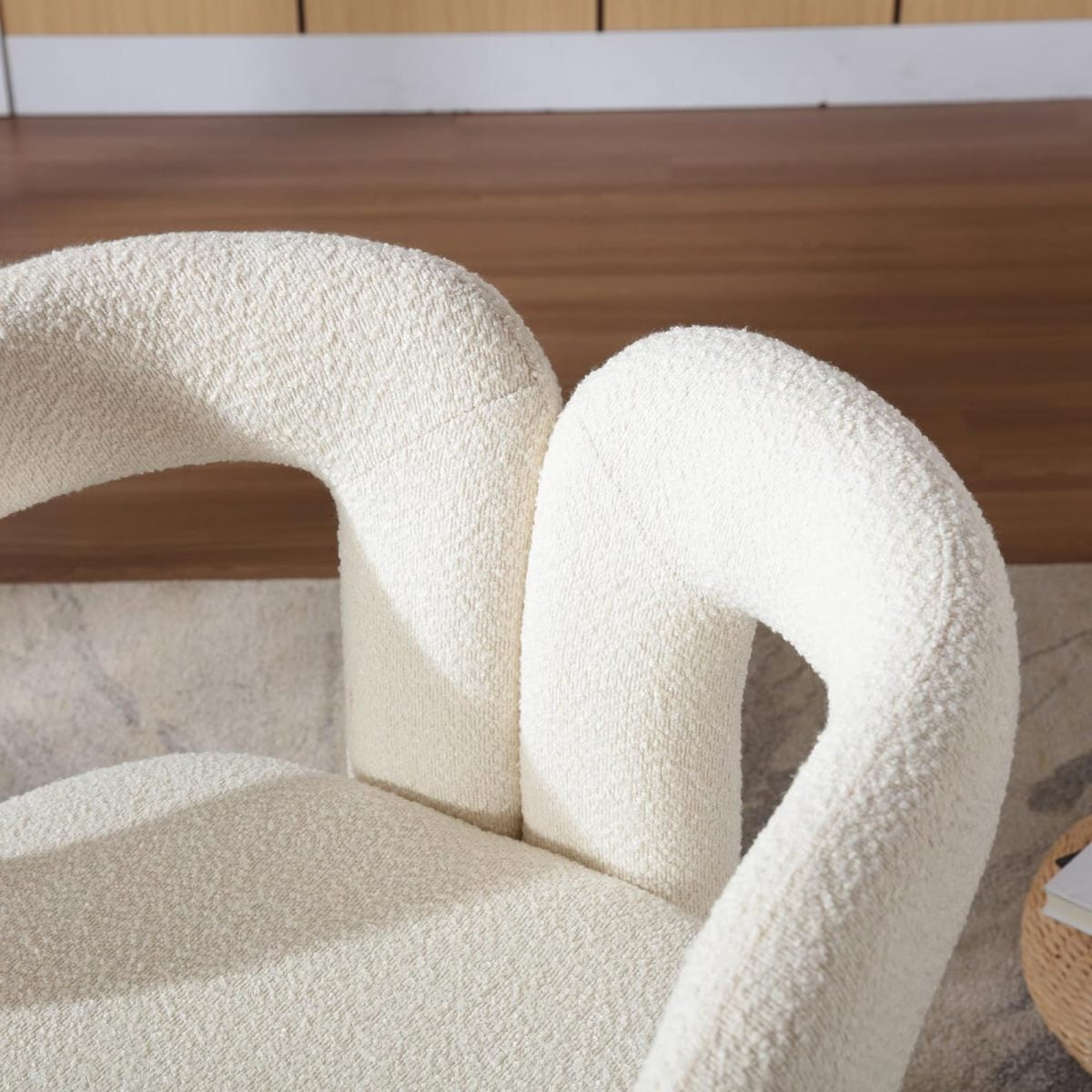 Tansole Swivel Accent Arm Chair Set of 2, Modern Boucle Upholstered 360 Degree Swivel Round Small Barrel Chair, Comfy Leisure Side Chair for Living Room, Bedroom,Beige,2