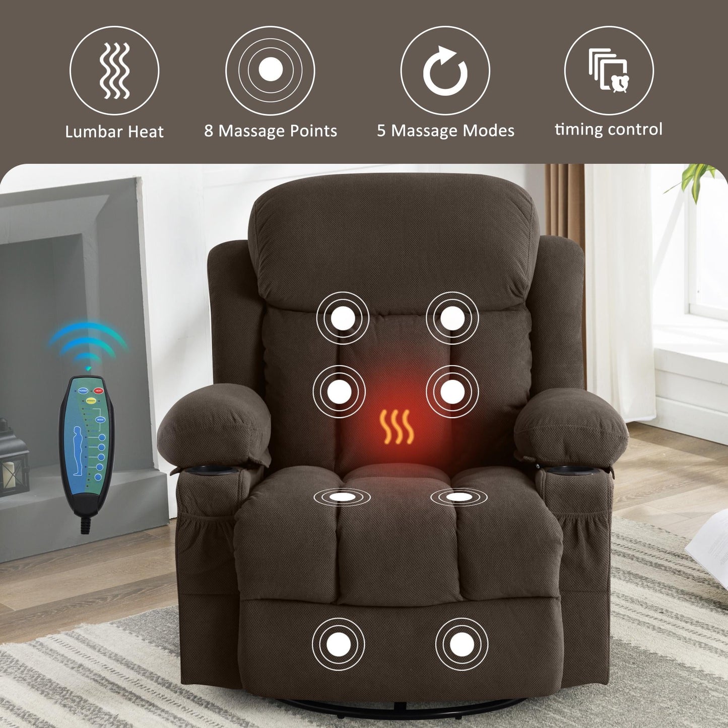 Deluxe Recliner for Elderly, Double Power, USB Charging, Side Pocket, Gray