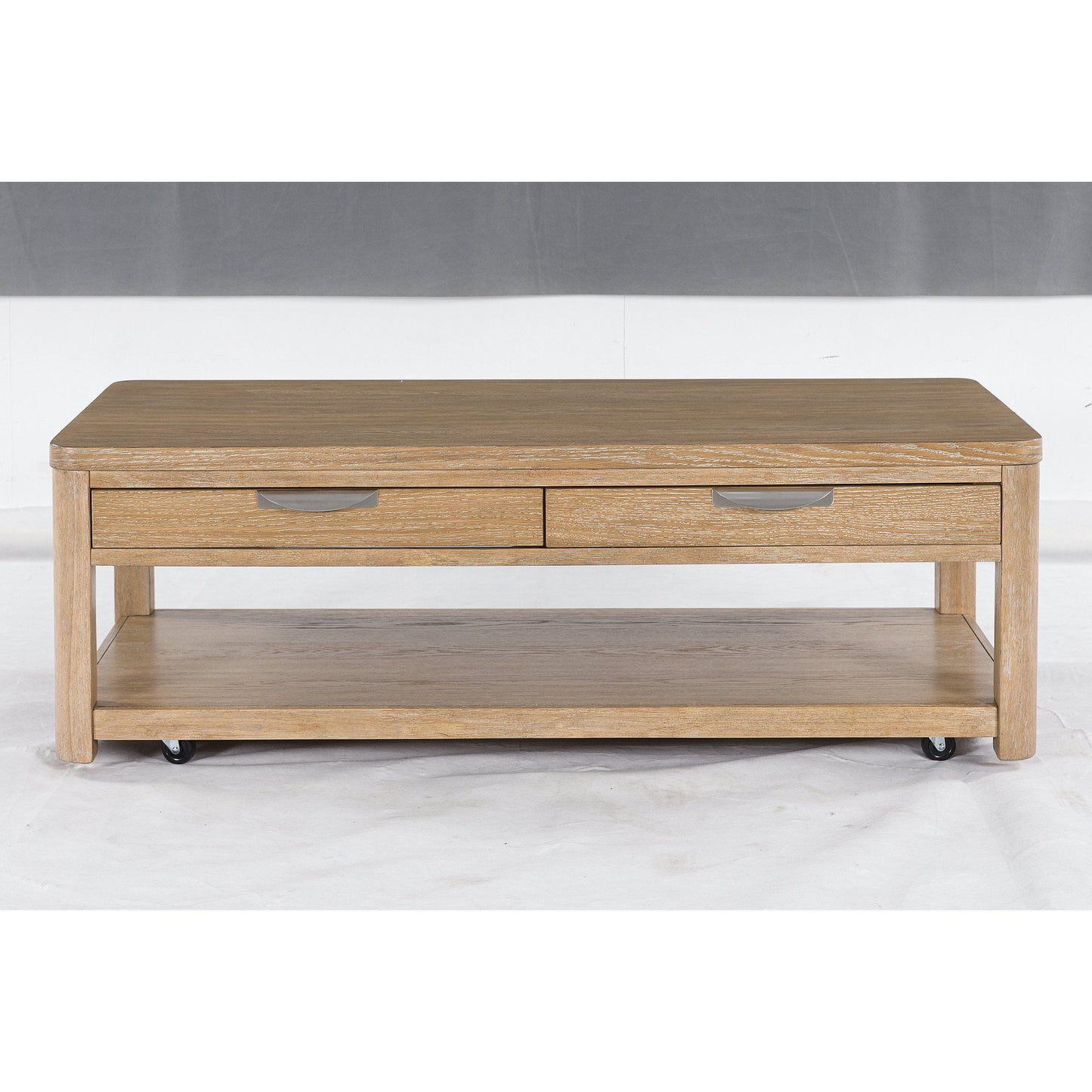 Ashley Furniture Rencott Wood Coffee Table with Two Drawers, Light Brown