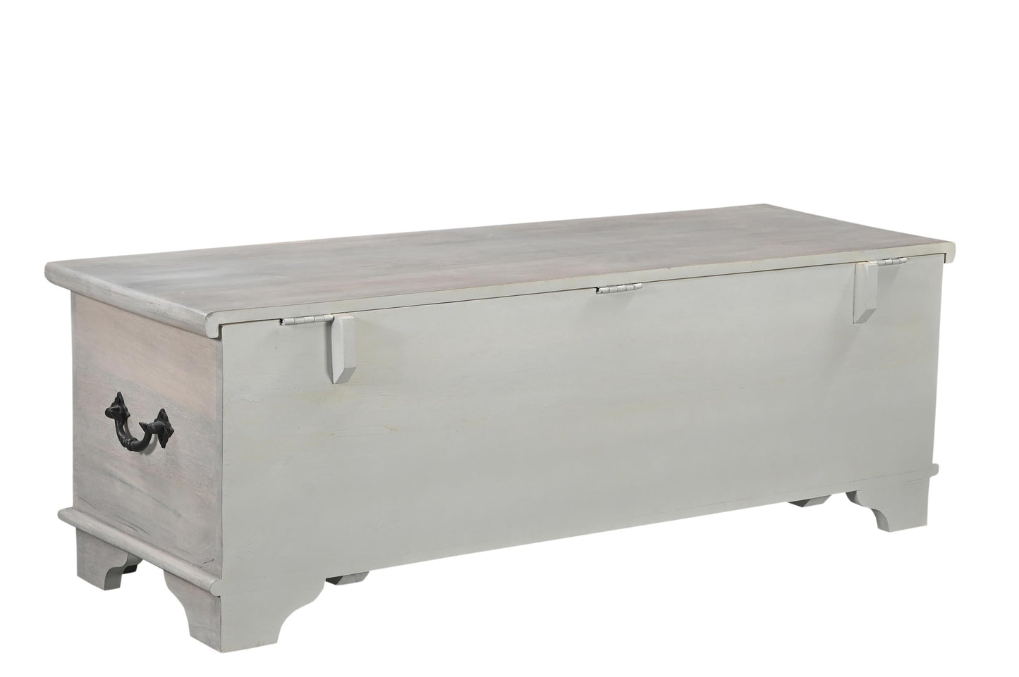 Taran Designs Isabella Carved Solid Wood Storage Ottoman in Gray