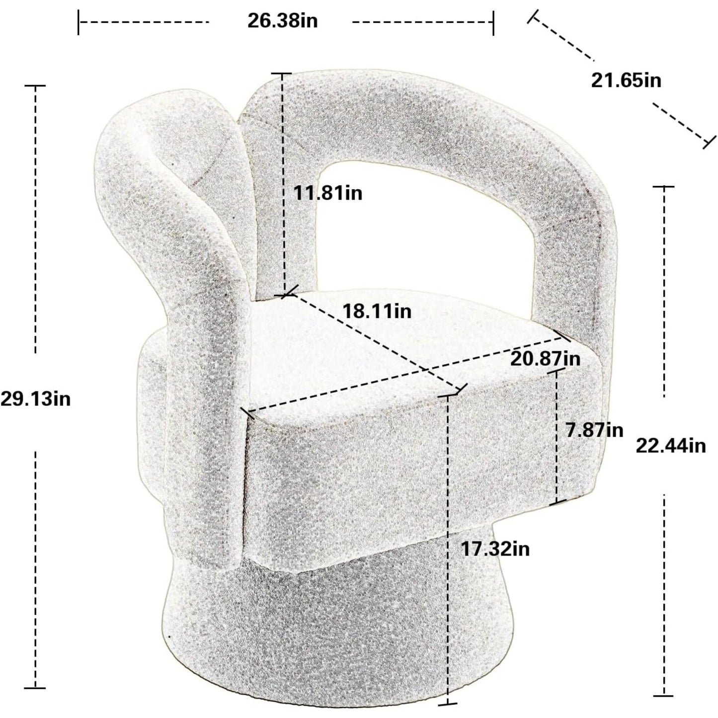 Tansole Swivel Accent Arm Chair Set of 2, Modern Boucle Upholstered 360 Degree Swivel Round Small Barrel Chair, Comfy Leisure Side Chair for Living Room, Bedroom,Beige,1