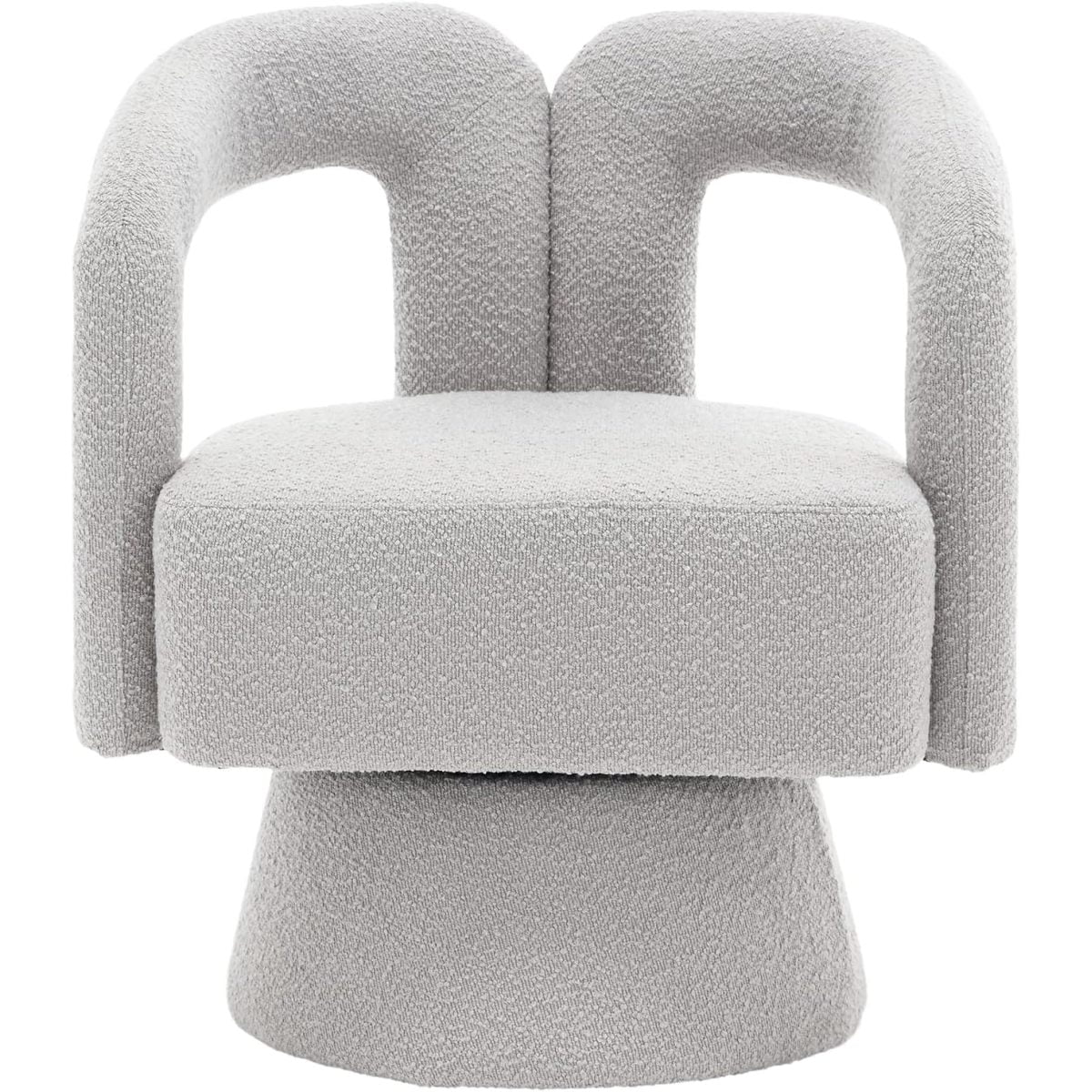 Tansole Swivel Accent Arm Chair Set of 2, Modern Boucle Upholstered 360 Degree Swivel Round Small Barrel Chair, Comfy Leisure Side Chair for Living Room, Bedroom,Light Gray,2