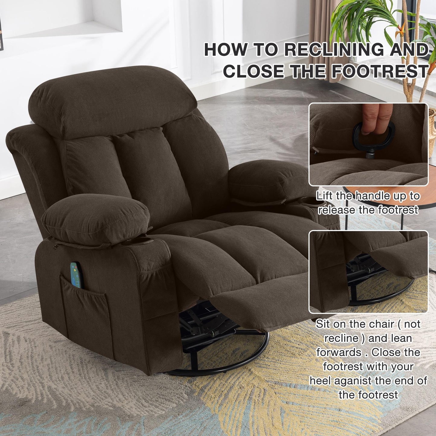 Deluxe Recliner for Elderly, Double Power, USB Charging, Side Pocket, Gray