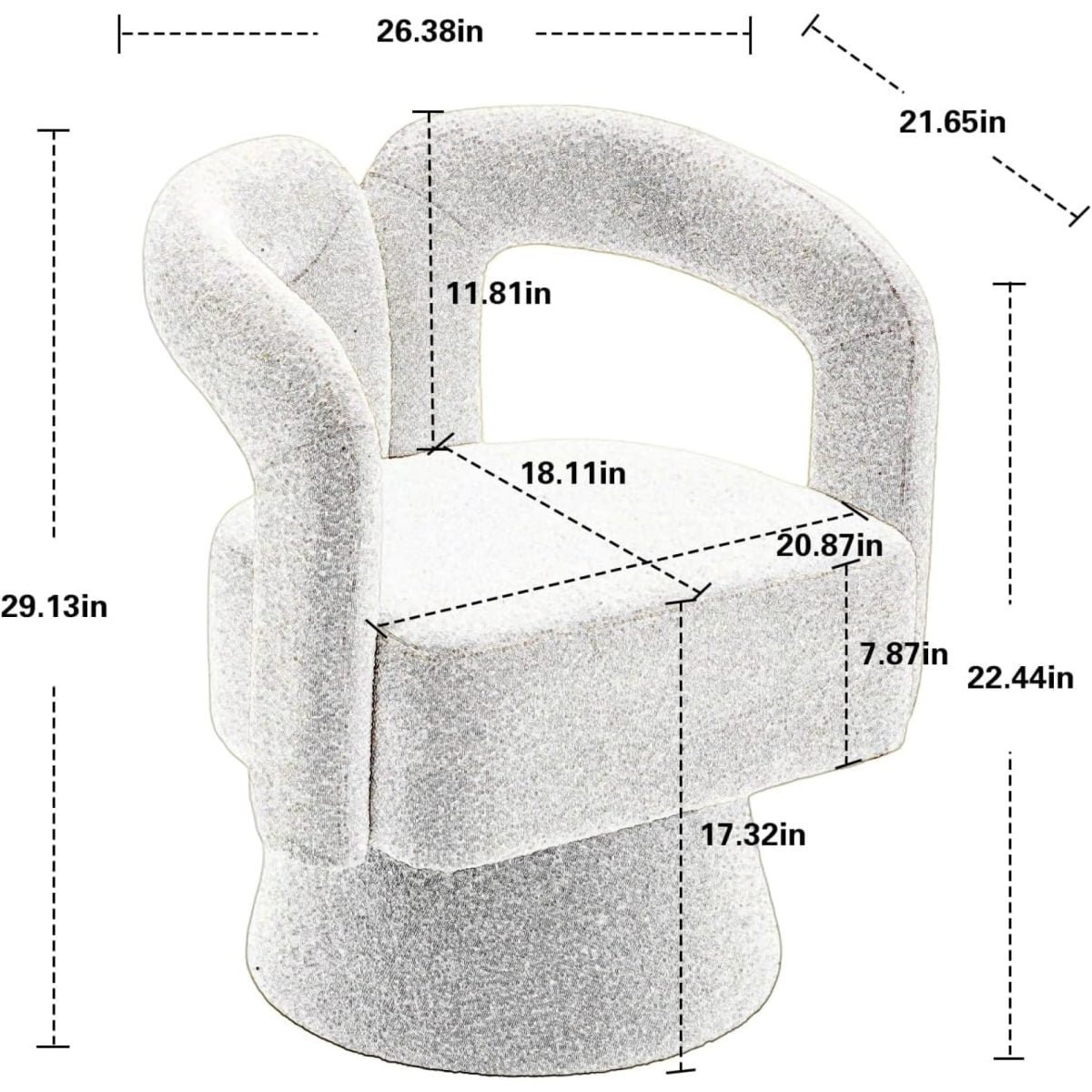 Tansole Swivel Accent Arm Chair Set of 2, Modern Boucle Upholstered 360 Degree Swivel Round Small Barrel Chair, Comfy Leisure Side Chair for Living Room, Bedroom,Beige,2