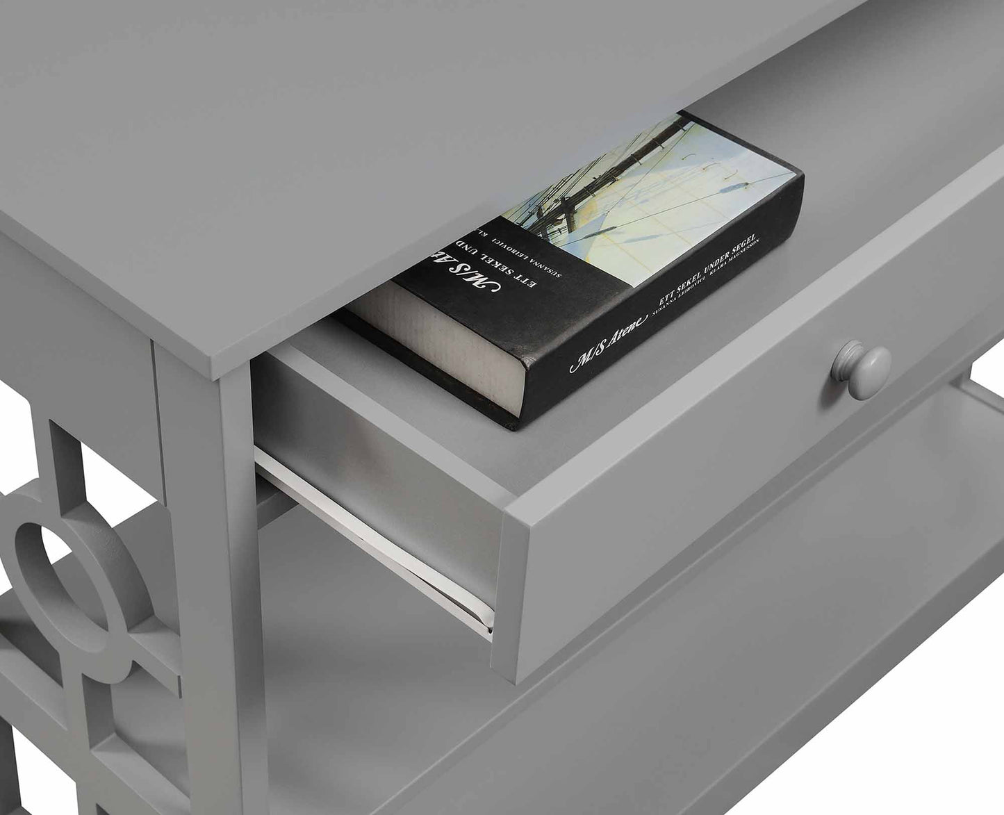 Convenience Concepts Ring 1 Drawer Console Table with Shelves, Gray