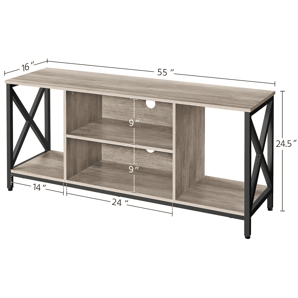 Alden Design TV Stand with Storage for TVs up to 65'', Distressed Gray
