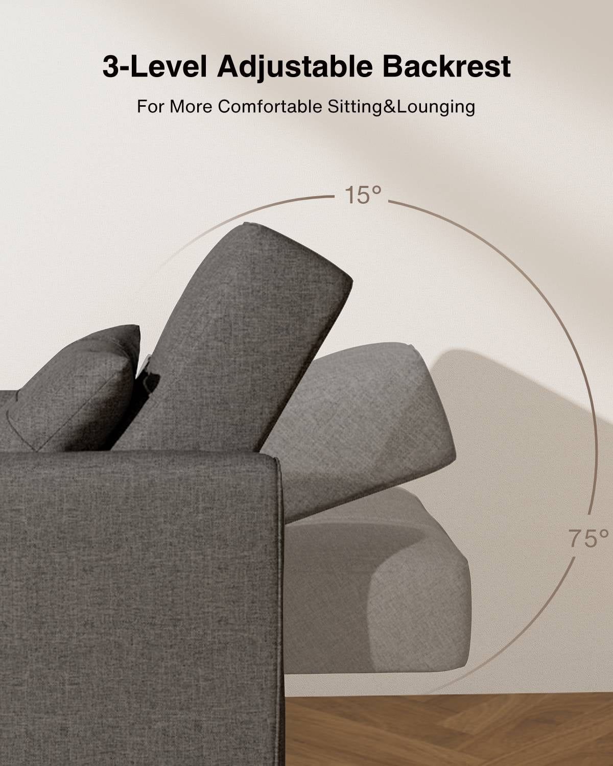 Aihos Dark Grey 3-in-1 Convertible Chair Single Bed, Sofa-An Recliner, Folds to Sleeper