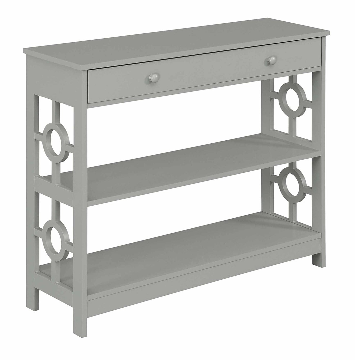 Convenience Concepts Ring 1 Drawer Console Table with Shelves, Gray