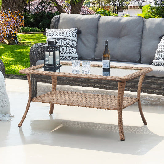 POCASSY Rectangular 40in L x 22in W Outdoor Coffee Table