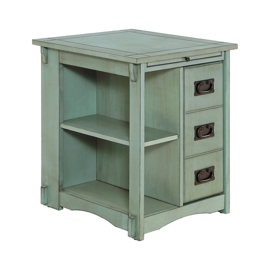 Linon Parnell Wood Side Table in Teal Blue