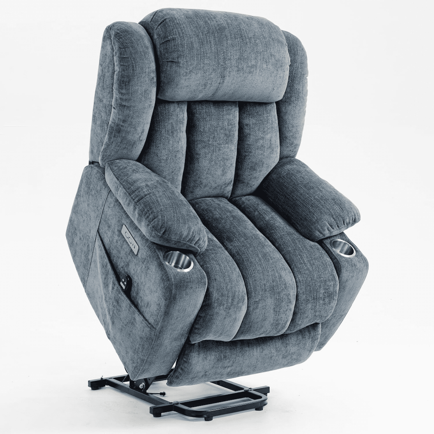 Trustyue Power Lift Recliner Chair Massage and Heating Function, USB Port, Stainless Steel Cup Holder, Chenille Blue