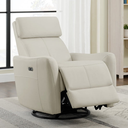CHITA Power Swivel Glider Recliner Nursing Chair Recliner with USB Ports, Coconut Milk