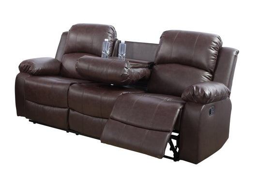 Living Room Furniture Manual Recliner Couch Set, Bonded Leather Reclining Sofa
