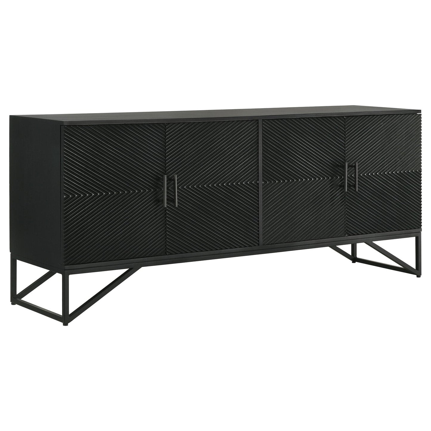 Coaster Riddell 4-Door Contemporary Wood Accent Cabinet in Matte Black