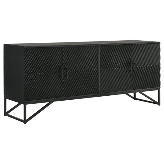 Coaster Riddell 4-Door Contemporary Wood Accent Cabinet in Matte Black