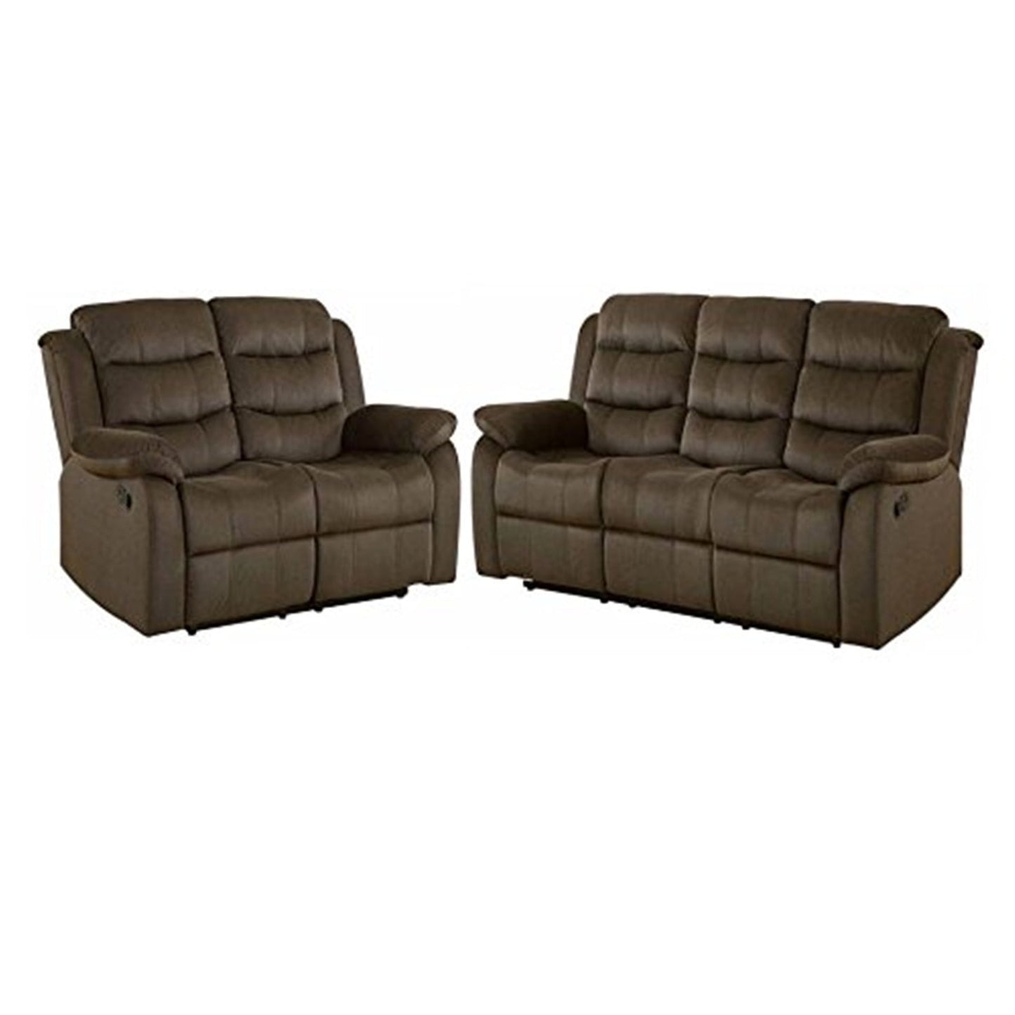 Classic Rodman Velvet Upholstered Tufted Sofa and Loveseat Set, Olive Brown