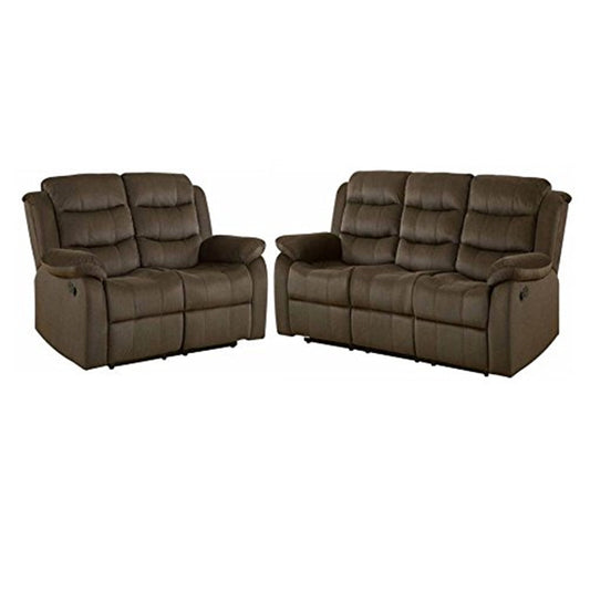 Classic Rodman Velvet Upholstered Tufted Sofa and Loveseat Set, Olive Brown