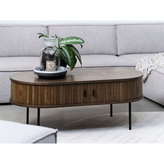 Modern 47-inch Coffee Table with Hidden Storage - Smoked Oak