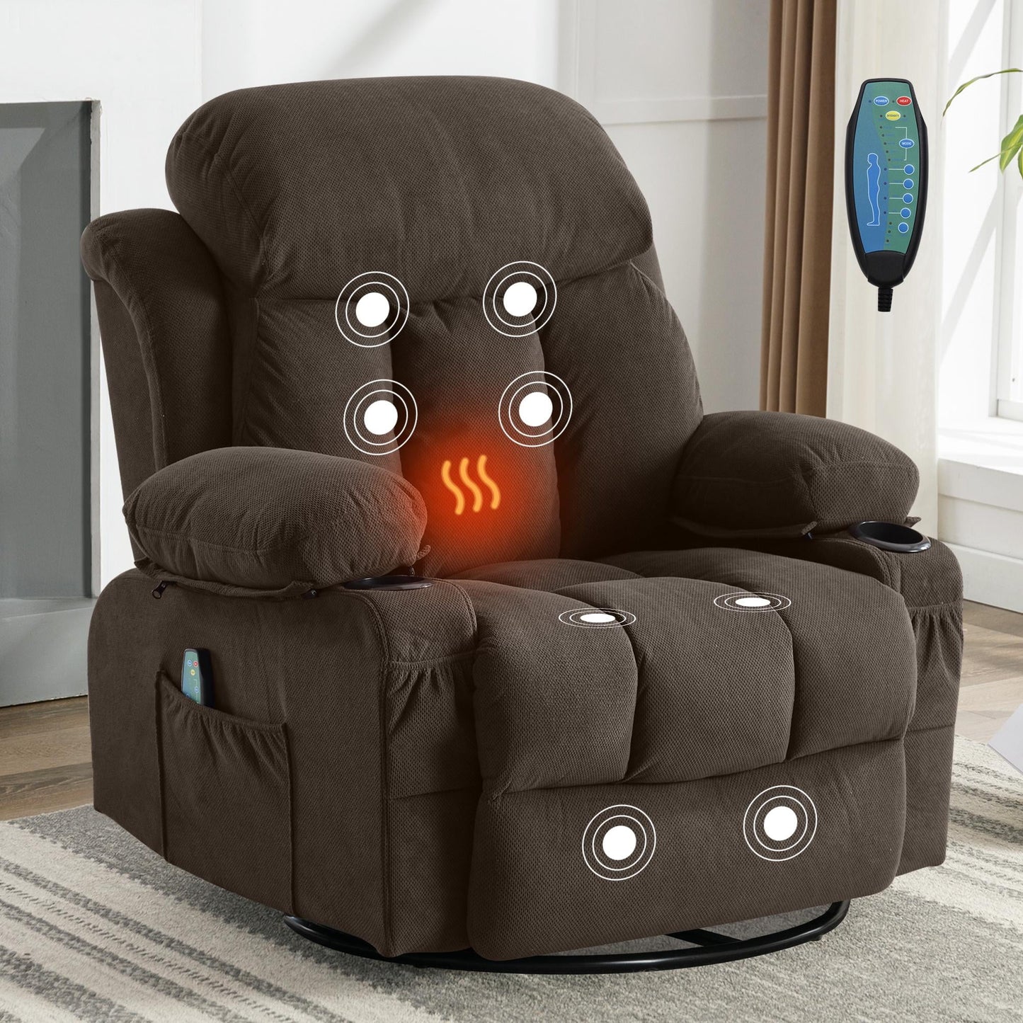 Deluxe Recliner for Elderly, Double Power, USB Charging, Side Pocket, Gray