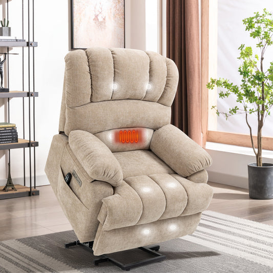 Trustyue Power Lift Recliner, Massage and Heating Function, USB °Û Type-C Ports, , Chenille Beige