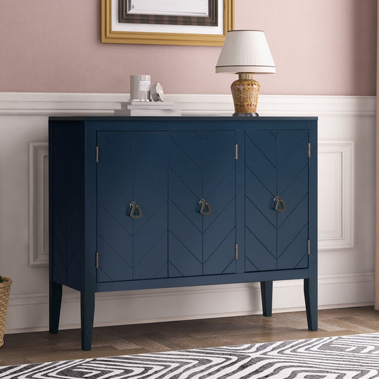 ENYOPRO Blue Wooden Sideboard Buffet Cabinet, Modern 3-Doors 3-Drawers Console Table, 44.9x14.8x31.1 inch