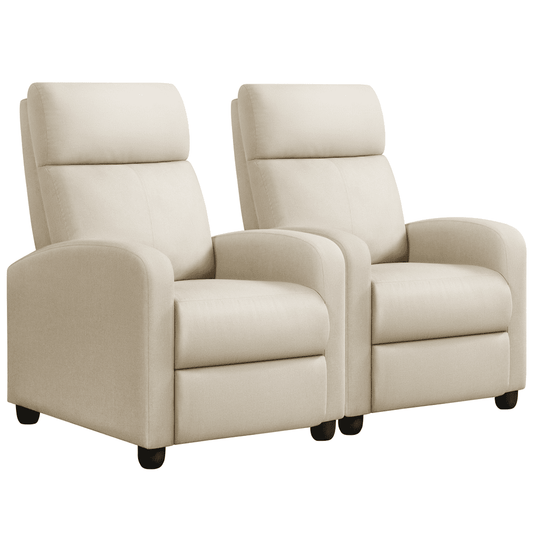 Alden Design Modern Adjustable Fabric Recliner with Footrest, Set of 2, Beige