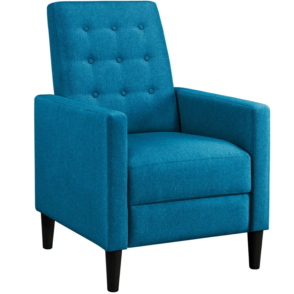 Alden Design Modern Tufted Fabric Push Back Recliner with Pocket Spring, Blue
