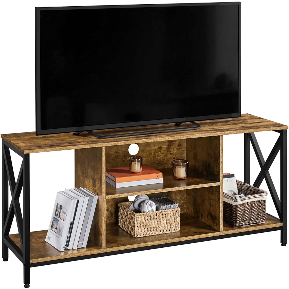Alden Design TV Stand with Storage for TVs up to 65'', Rustic Brown