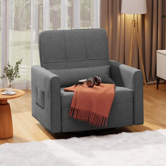 Accent Chair Clearance, Swivel Rocking Chair Nursery, Ergonomic Recliner Chair for Living Room, Bedroom Chair, Dark Gray