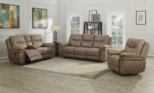 Isabella Reclining 3-Piece Set in Brown Faux Leather