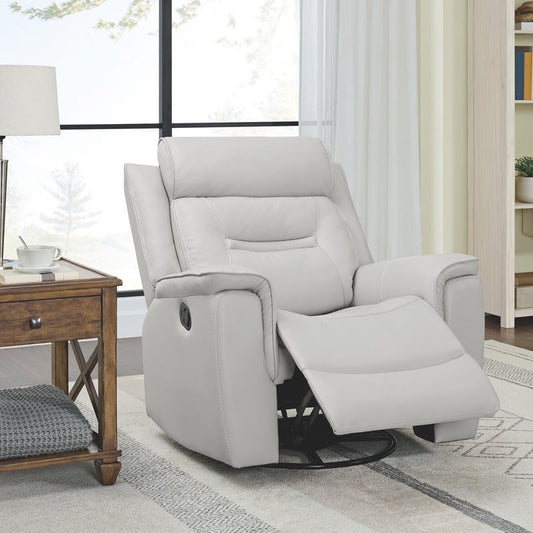 CHITA Recliner Chair for Adults Swivel Rocker Recliner with Adjustable Headrest for Living Room Faux Leather Home Theater Seating,Dark Brown