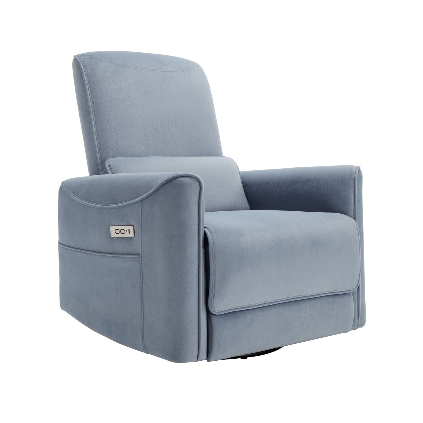 Trustyue Power Glider Swivel Rocker Recliner , Fabric Blue Chair for Living Room with USB and Type-C Ports