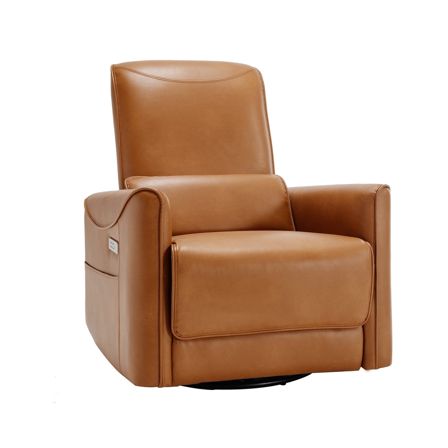 Trustyue Power Glider Swivel Rocker Recliner , Faux Leather Brown Chair for Living Room with USB and Type-C Ports
