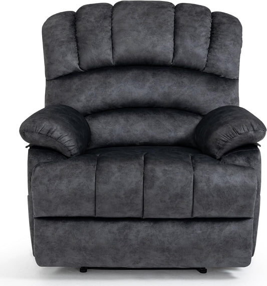 Tabaray Recliner Chair, 40in Oversized Push Back Recliners with Overstuffed Arm and Backrest, Recliner Chairs for Adults, Elders, Single Sofa for Living Room, Bedroom, Dark Gray Fabric