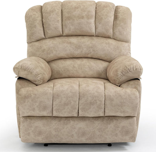 Tabaray Recliner Chair, 40in Oversized Push Back Recliners with Overstuffed Arm and Backrest, Recliner Chairs for Adults, Single Sofa for Living Room, Bedroom, Beige Fabric