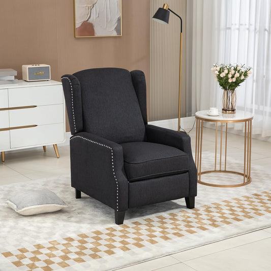 Tabaray Recliner Chair, Modern Upholstered Leisure Chair, Recliner Accent Chair with Lumbar Support for Living Room and Bedroom (Black)