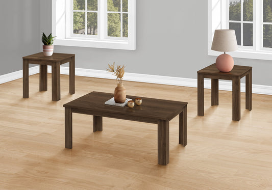 Table Set 3pcs Set Coffee End Side Accent Living Room Laminate Walnut