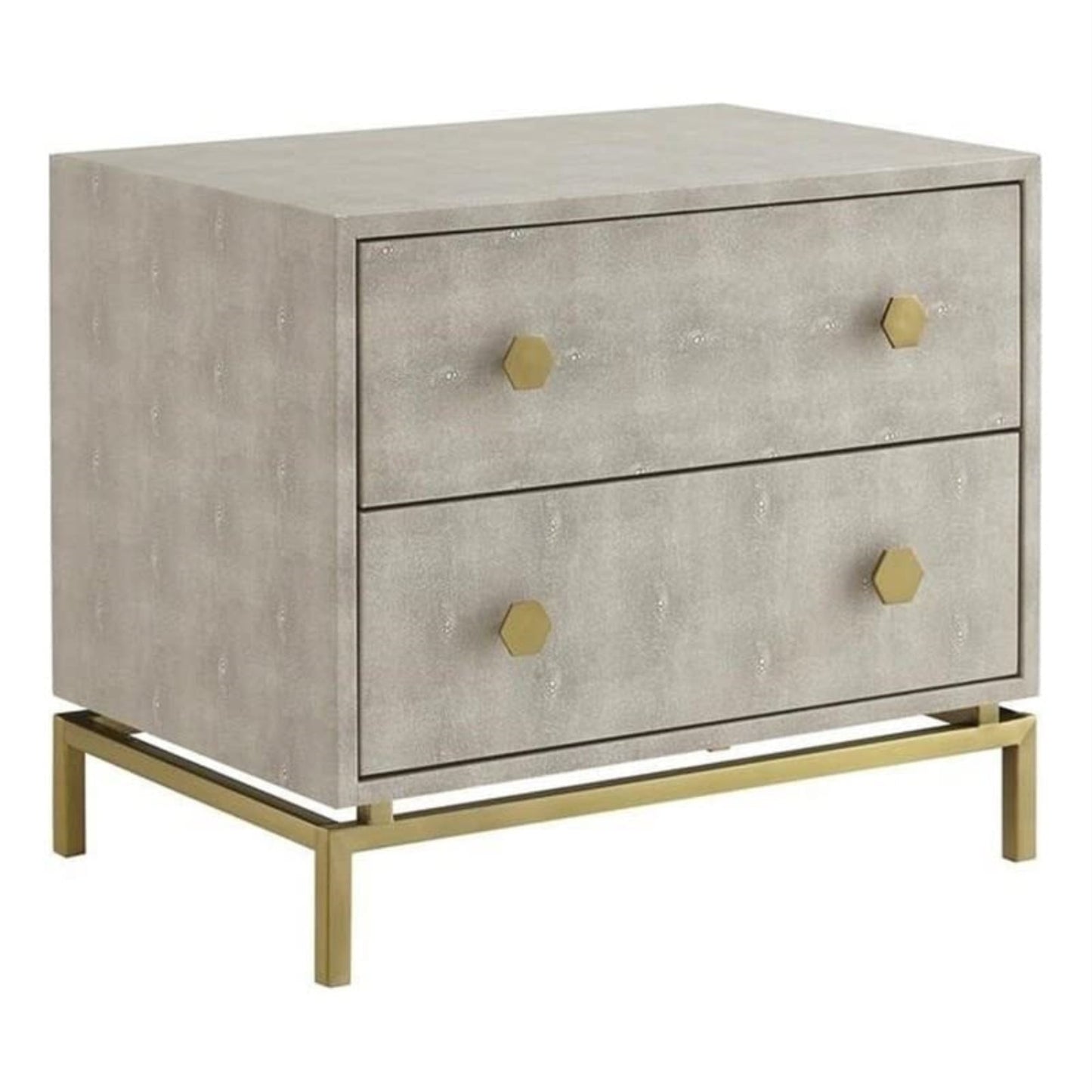 Taleah Faux Shagreen Side Table, Cream White/Gold