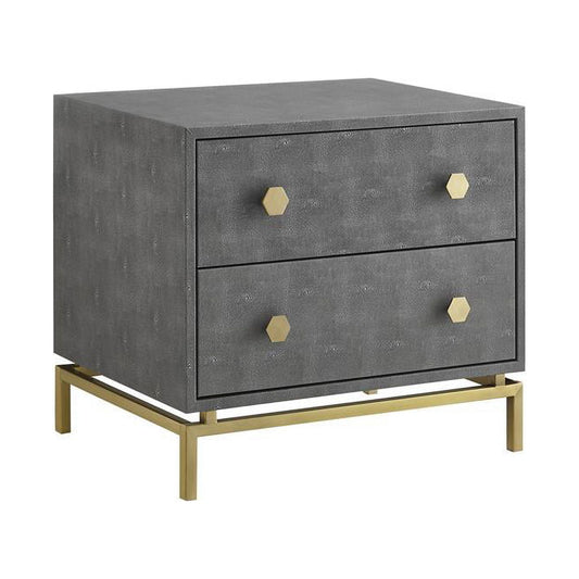Taleah Faux Shagreen Side Table, Grey/Gold
