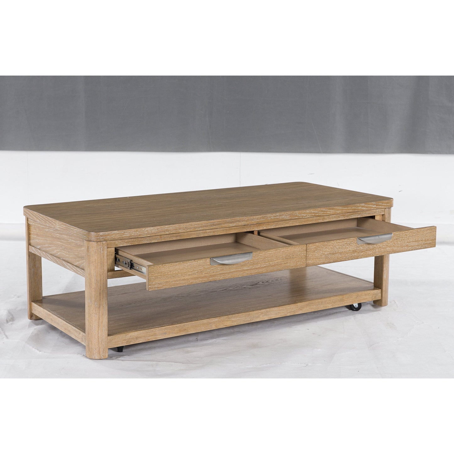 Ashley Furniture Rencott Wood Coffee Table with Two Drawers, Light Brown
